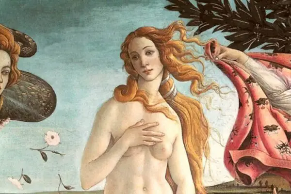 A close up of Botticelli's Venus