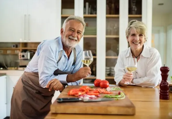 couple with food and wine