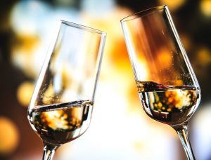Toast sparkling wine for a romantic proposal