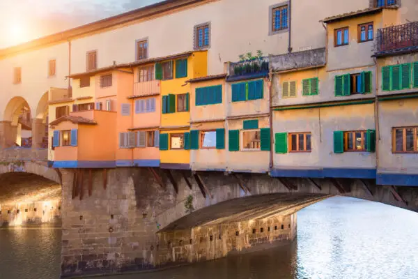 ponte vecchio bridge sunset